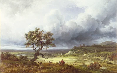 Landschaft unter einem stürmischen Himmel